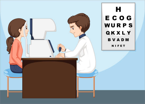 Eye doctor and patient in the clinic illustration Best Ophthalmologist in Aizawl
